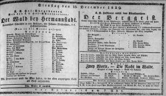 Theaterzettel (Oper und Burgtheater in Wien) 18291215 Seite: 1