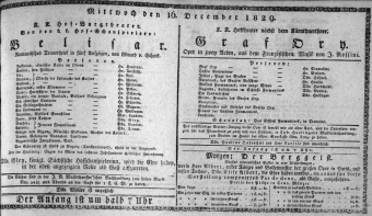 Theaterzettel (Oper und Burgtheater in Wien) 18291216 Seite: 1