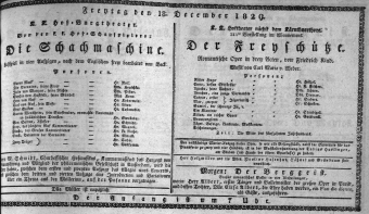 Theaterzettel (Oper und Burgtheater in Wien) 18291218 Seite: 1