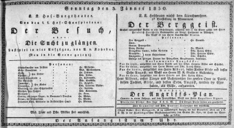 Theaterzettel (Oper und Burgtheater in Wien) 18300103 Seite: 1
