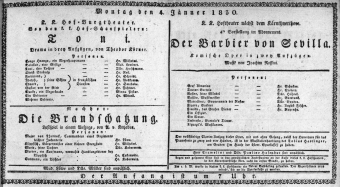 Theaterzettel (Oper und Burgtheater in Wien) 18300104 Seite: 1