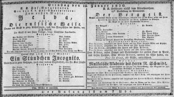 Theaterzettel (Oper und Burgtheater in Wien) 18300112 Seite: 1