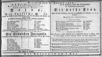 Theaterzettel (Oper und Burgtheater in Wien) 18300113 Seite: 1