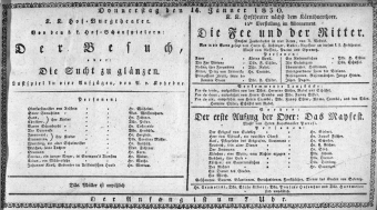Theaterzettel (Oper und Burgtheater in Wien) 18300114 Seite: 1