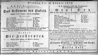 Theaterzettel (Oper und Burgtheater in Wien) 18300119 Seite: 1