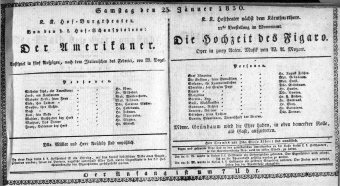 Theaterzettel (Oper und Burgtheater in Wien) 18300123 Seite: 1