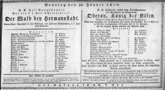 Theaterzettel (Oper und Burgtheater in Wien) 18300124 Seite: 1