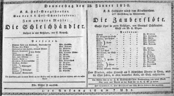 Theaterzettel (Oper und Burgtheater in Wien) 18300128 Seite: 1