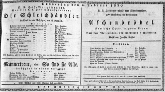 Theaterzettel (Oper und Burgtheater in Wien) 18300204 Seite: 1