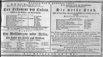 Theaterzettel (Oper und Burgtheater in Wien) 18300206 Seite: 1