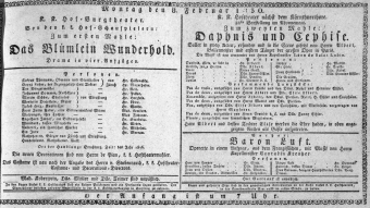 Theaterzettel (Oper und Burgtheater in Wien) 18300208 Seite: 1