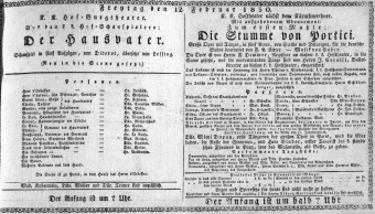 Theaterzettel (Oper und Burgtheater in Wien) 18300212 Seite: 1