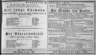 Theaterzettel (Oper und Burgtheater in Wien) 18300220 Seite: 1