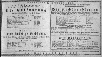 Theaterzettel (Oper und Burgtheater in Wien) 18300222 Seite: 1