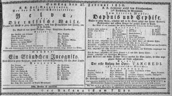 Theaterzettel (Oper und Burgtheater in Wien) 18300227 Seite: 1