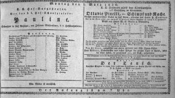 Theaterzettel (Oper und Burgtheater in Wien) 18300301 Seite: 1