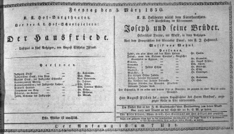 Theaterzettel (Oper und Burgtheater in Wien) 18300305 Seite: 1
