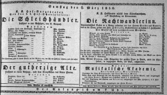 Theaterzettel (Oper und Burgtheater in Wien) 18300306 Seite: 1