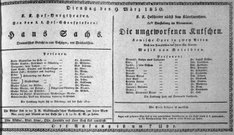 Theaterzettel (Oper und Burgtheater in Wien) 18300309 Seite: 1