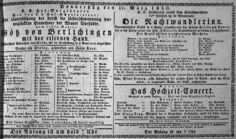 Theaterzettel (Oper und Burgtheater in Wien) 18300311 Seite: 1