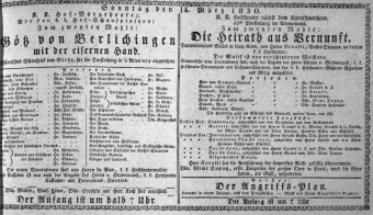 Theaterzettel (Oper und Burgtheater in Wien) 18300314 Seite: 1