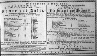 Theaterzettel (Oper und Burgtheater in Wien) 18300317 Seite: 1
