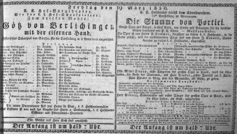 Theaterzettel (Oper und Burgtheater in Wien) 18300319 Seite: 1