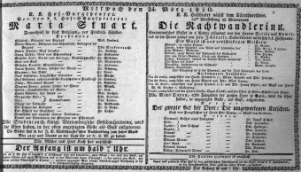 Theaterzettel (Oper und Burgtheater in Wien) 18300324 Seite: 1