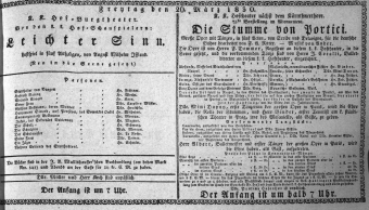 Theaterzettel (Oper und Burgtheater in Wien) 18300326 Seite: 1