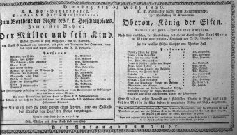Theaterzettel (Oper und Burgtheater in Wien) 18300330 Seite: 1