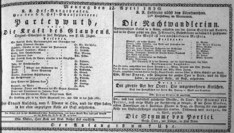Theaterzettel (Oper und Burgtheater in Wien) 18300412 Seite: 1