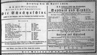 Theaterzettel (Oper und Burgtheater in Wien) 18300416 Seite: 1