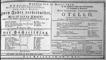 Theaterzettel (Oper und Burgtheater in Wien) 18300417 Seite: 1