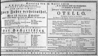 Theaterzettel (Oper und Burgtheater in Wien) 18300418 Seite: 1