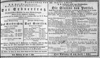Theaterzettel (Oper und Burgtheater in Wien) 18300422 Seite: 1