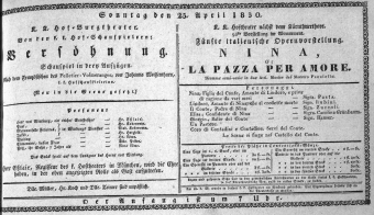 Theaterzettel (Oper und Burgtheater in Wien) 18300425 Seite: 1