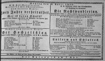 Theaterzettel (Oper und Burgtheater in Wien) 18300426 Seite: 1