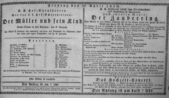 Theaterzettel (Oper und Burgtheater in Wien) 18300430 Seite: 1
