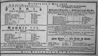 Theaterzettel (Oper und Burgtheater in Wien) 18300504 Seite: 1