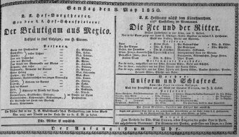 Theaterzettel (Oper und Burgtheater in Wien) 18300508 Seite: 1