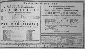 Theaterzettel (Oper und Burgtheater in Wien) 18300510 Seite: 1