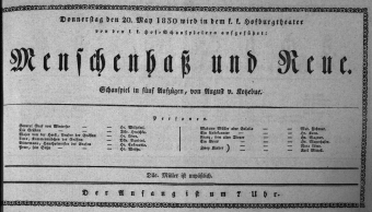 Theaterzettel (Oper und Burgtheater in Wien) 18300520 Seite: 1