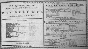Theaterzettel (Oper und Burgtheater in Wien) 18300603 Seite: 1
