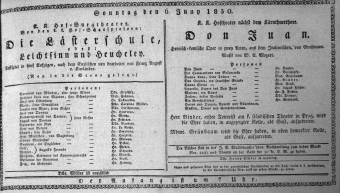 Theaterzettel (Oper und Burgtheater in Wien) 18300606 Seite: 1