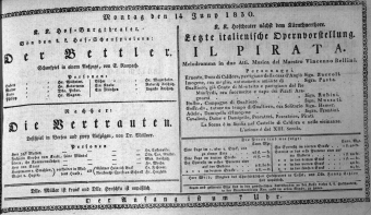 Theaterzettel (Oper und Burgtheater in Wien) 18300614 Seite: 1