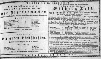 Theaterzettel (Oper und Burgtheater in Wien) 18300625 Seite: 1