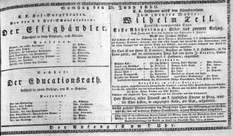 Theaterzettel (Oper und Burgtheater in Wien) 18300626 Seite: 1
