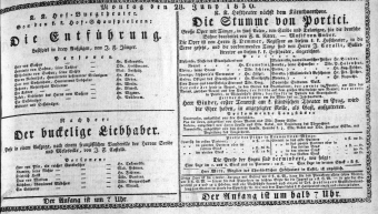 Theaterzettel (Oper und Burgtheater in Wien) 18300628 Seite: 1