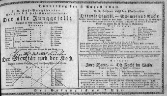Theaterzettel (Oper und Burgtheater in Wien) 18300805 Seite: 1