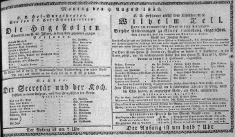 Theaterzettel (Oper und Burgtheater in Wien) 18300809 Seite: 1